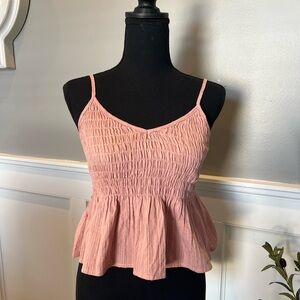 Pink Smocked Peplum Top